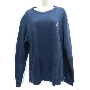 Nautica Fleece Sweatshirt Womens Size L Blue Long Sleeve Crew Neck Logo